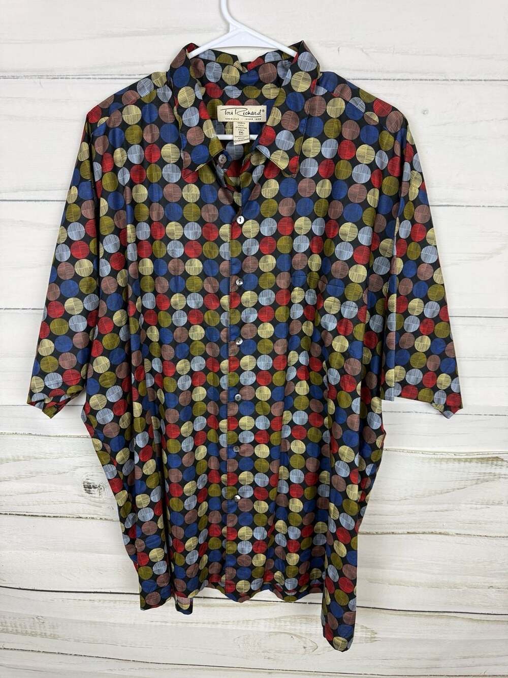 Tori Richard Men's 2XL Cotton Lawn Geometric Circle Print Short Sleeve
